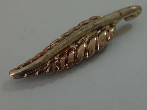 Vintage Silver gilded leaf shaped Pendant - 45mm