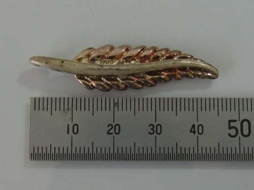 Vintage Silver gilded leaf shaped Pendant - 45mm