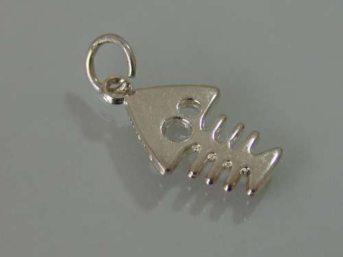 Silver Fish bone Pendant or Charm