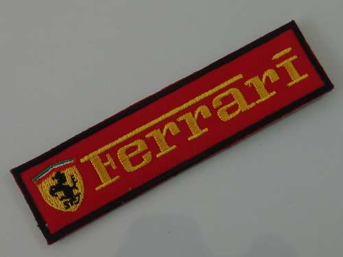 Embroidered Ferrari patch badge - large, 100mm x 25mm