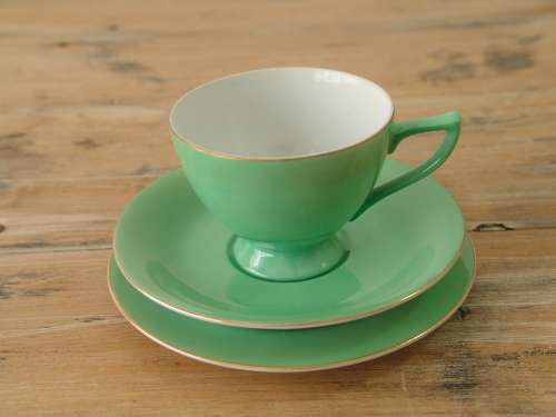 Vintage Paramount porcelain Trio, green
