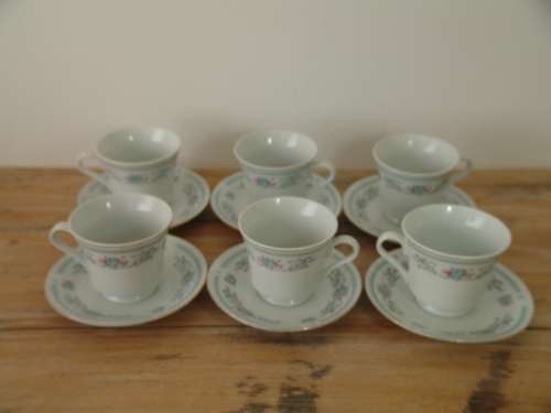 Set of 6 vintage Oriental porcelain Duo's, stamped, serves 6