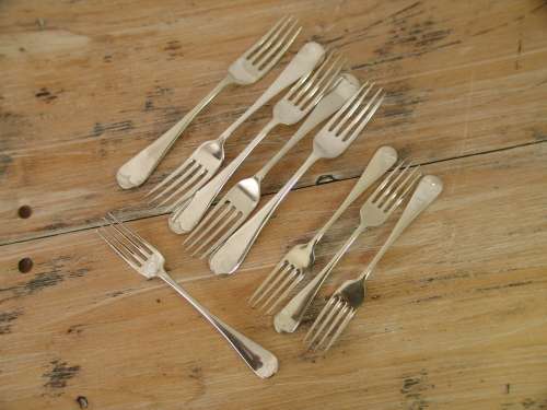 Lot of 9 EPNS forks, mixed