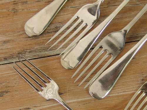 Lot of 9 EPNS forks, mixed