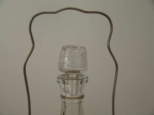 Vintage cut glass Decanter with silverplated Stand, 33cm high, excellent condition