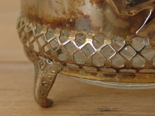 Vintage cut glass Decanter with silverplated Stand, 33cm high, excellent condition