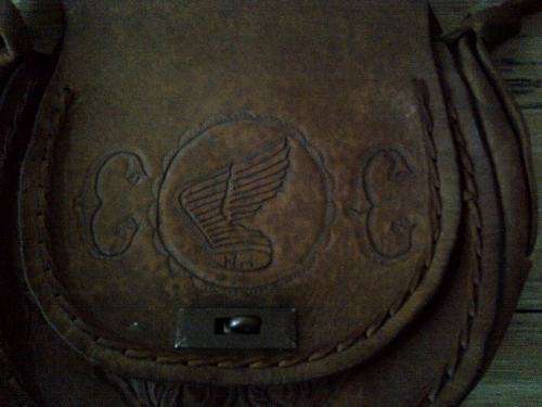 Vintage thick leather Motorcycle Satchel, 24cm diameter
