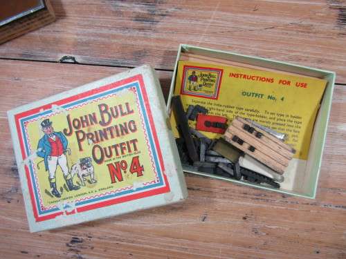 Job lot of various printing related items, John Bull set, printing blocks, etc