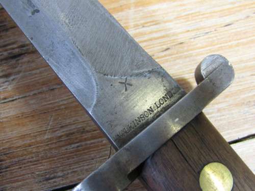 Antique Militaria WWI, WW1 Wilkinson London Bayonet with original leather holder, 43cm long