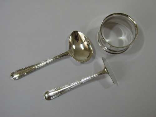 Vintage rare Peggy Gibbons Boxed Childrens meal set, porcelain and silver plated, mint