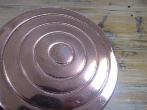 Large Copper Kettle with lid and wood and brass handle, England, 18cm diameter, funktional