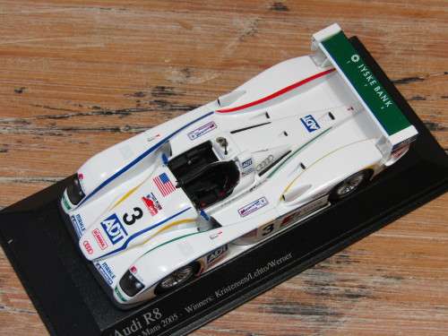 Collectable metal die cast scale model car, Minichamps Audi R8 24h Le Mans '05,1:43, mint in box