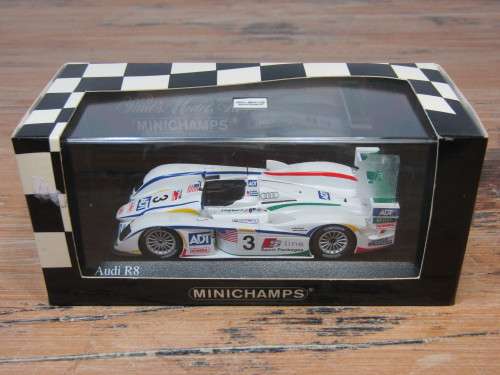 Collectable metal die cast scale model car, Minichamps Audi R8 24h Le Mans '05,1:43, mint in box
