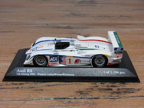 Collectable metal die cast scale model car, Minichamps Audi R8 Sebring 2005,1:43, mint in box