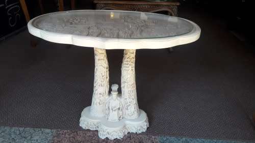 Rare Ivorine Chinese Detailed Willow - Emperor's Table signed