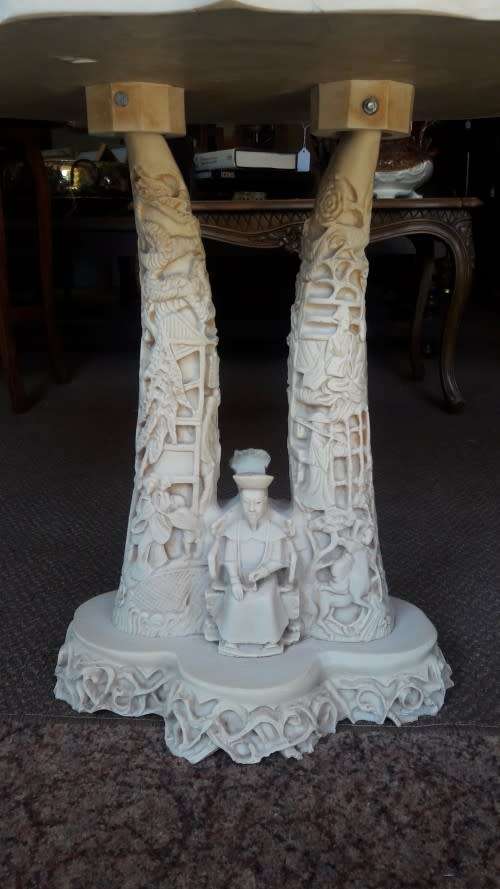 Rare Ivorine Chinese Detailed Willow - Emperor's Table signed