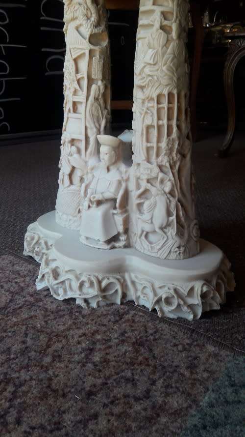 Rare Ivorine Chinese Detailed Willow - Emperor's Table signed