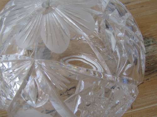 Rare vintage large heavy Cut Crystal mushroom Table Lamp, 42cm high, working - low start