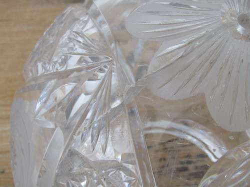 Rare vintage large heavy Cut Crystal mushroom Table Lamp, 42cm high, working - low start