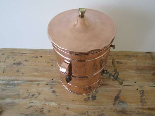 Copper and brass Urn, Butterworth productions, Durban, 40cm