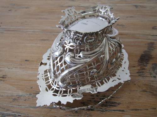 Antique Victorian Mappin Brothers hallmarked solid Silver Basket, London 1892, 420grams, prestine