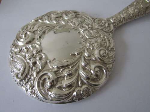 Boxed hallmarked Broadway & co. Birmingham Silver dressing table Set, 4 piece, complete