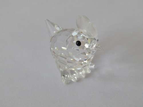 Swarovski silver crystal boxed Mini Hen ornament with certificate. Mint condition