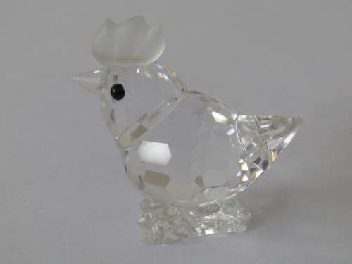 Swarovski silver crystal boxed Mini Hen ornament with certificate. Mint condition