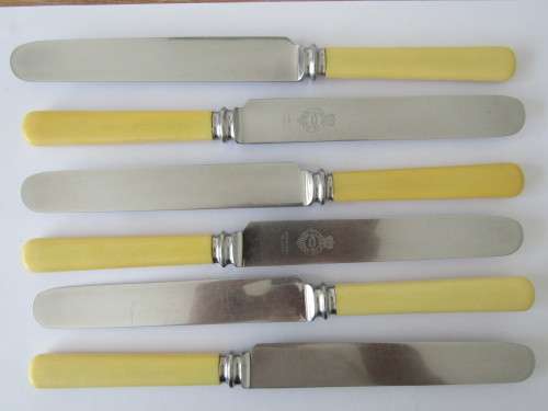 Vintage bone handle butter Knives from Viners LTD, 6 in the lot, 24cm, others available