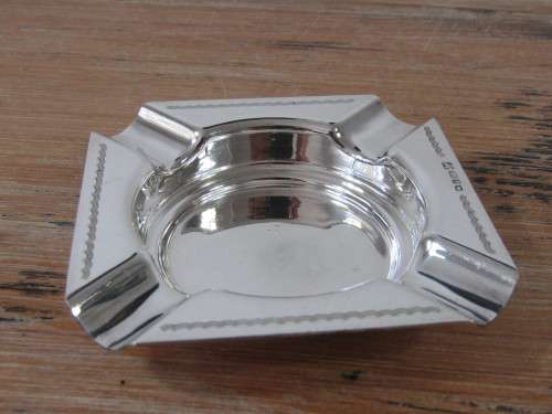 Vintage boxed solid Silver hall marked Ashtray, mint condition, 52 grams, 2 available