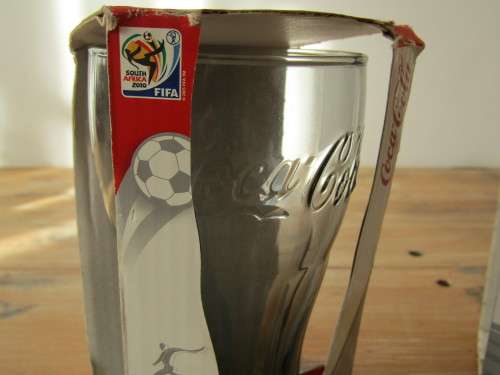Original Coca Cola charcoal contour Glass, Fifa 2010 SA, mint in box, 3 in the lot
