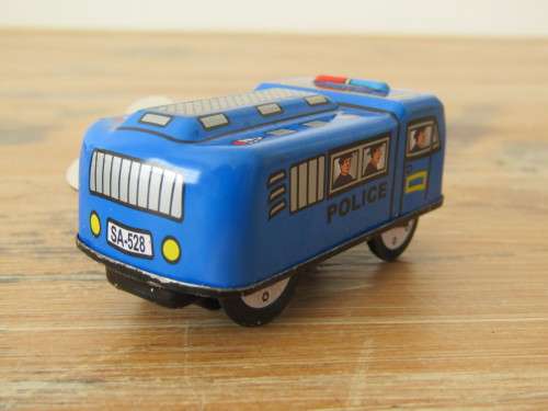 Boxed set of 3 vintage wind up tin Cars, Fire car, Taxi and Police car with winding keys mint in box