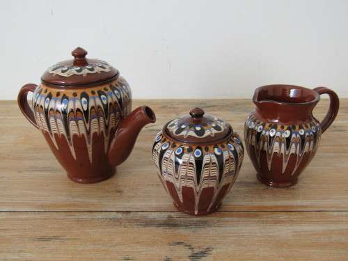 Beautiful 3 piece Coffee set made in Bulgaria, hand painted, excellent condition