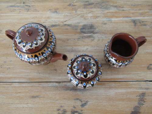 Beautiful 3 piece Coffee set made in Bulgaria, hand painted, excellent condition