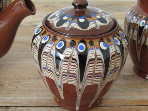 Beautiful 3 piece Coffee set made in Bulgaria, hand painted, excellent condition