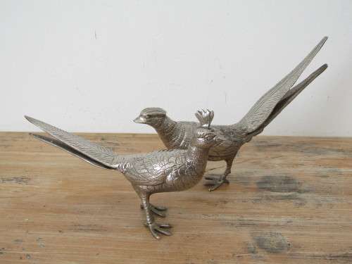 Lot of two vintage metal Bird ornaments, Italy, 22cm, excellent condition
