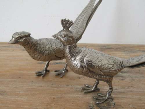 Lot of two vintage metal Bird ornaments, Italy, 22cm, excellent condition