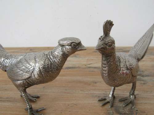 Lot of two vintage metal Bird ornaments, Italy, 22cm, excellent condition