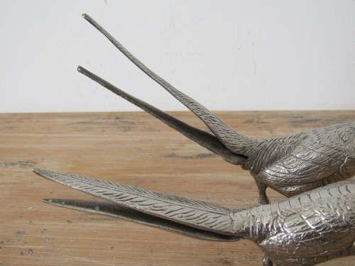 Lot of two vintage metal Bird ornaments, Italy, 22cm, excellent condition