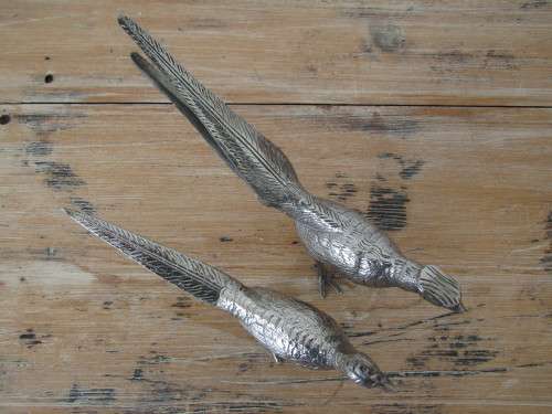 Lot of two vintage metal Bird ornaments, Italy, 22cm, excellent condition