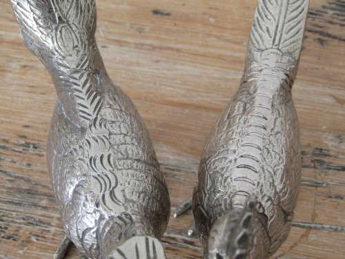 Lot of two vintage metal Bird ornaments, Italy, 22cm, excellent condition