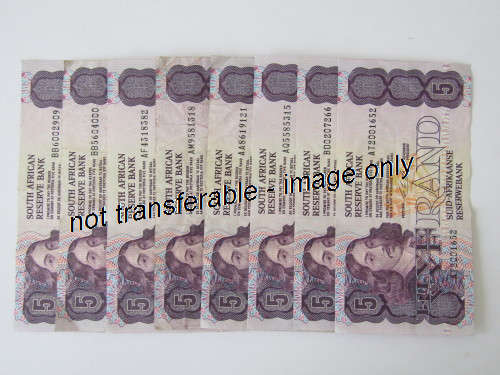 8 x South African R5 Bank notes, CL Stals, mixed series