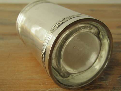 Antique glass Scent Bottle with a hallmarked solid silver cover. Birmingham 1909