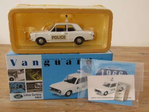 Collectable metal die cast scale model, Vanguards Police series, Lotus Cortina MK2, mint in box