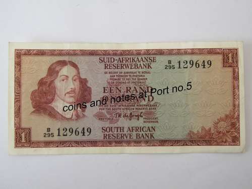 Old South African R1 bank notes, TW de Jongh, B series. Near mint condition, many others available