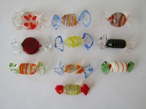 Vintage lot of 10 Murano art glass Sweets, 5cm, excellent condition