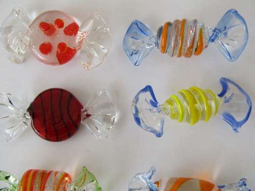 Vintage lot of 10 Murano art glass Sweets, 5cm, excellent condition
