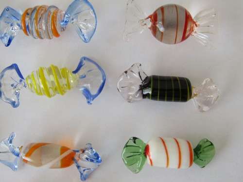 Vintage lot of 10 Murano art glass Sweets, 5cm, excellent condition