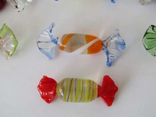 Vintage lot of 10 Murano art glass Sweets, 5cm, excellent condition