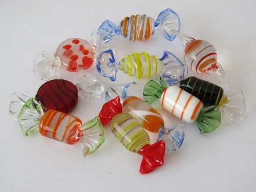Vintage lot of 10 Murano art glass Sweets, 5cm, excellent condition